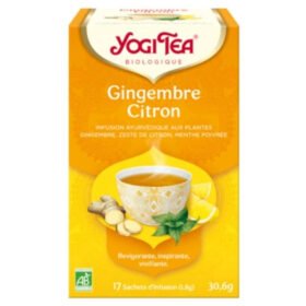 YOGI TEA – Gingembre Citron Infusion Ayurvédique Gingembre, Zeste De Menthe Poivrée Sachets Bio – 17u