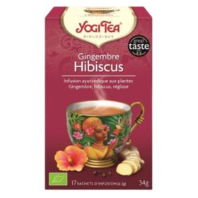 YOGI TEA – Gingembre Hibiscus Infusion Ayurvédique Gingembre, Hibiscus Et Réglisse Sachets Bio – 17u