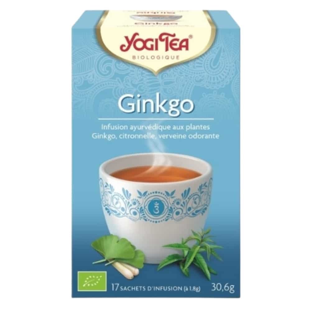 YOGI TEA – Ginkgo Infusion Ayurvédique Ginkgo, Citronnelle Et Verveine Odorante Sachets Bio – 17u