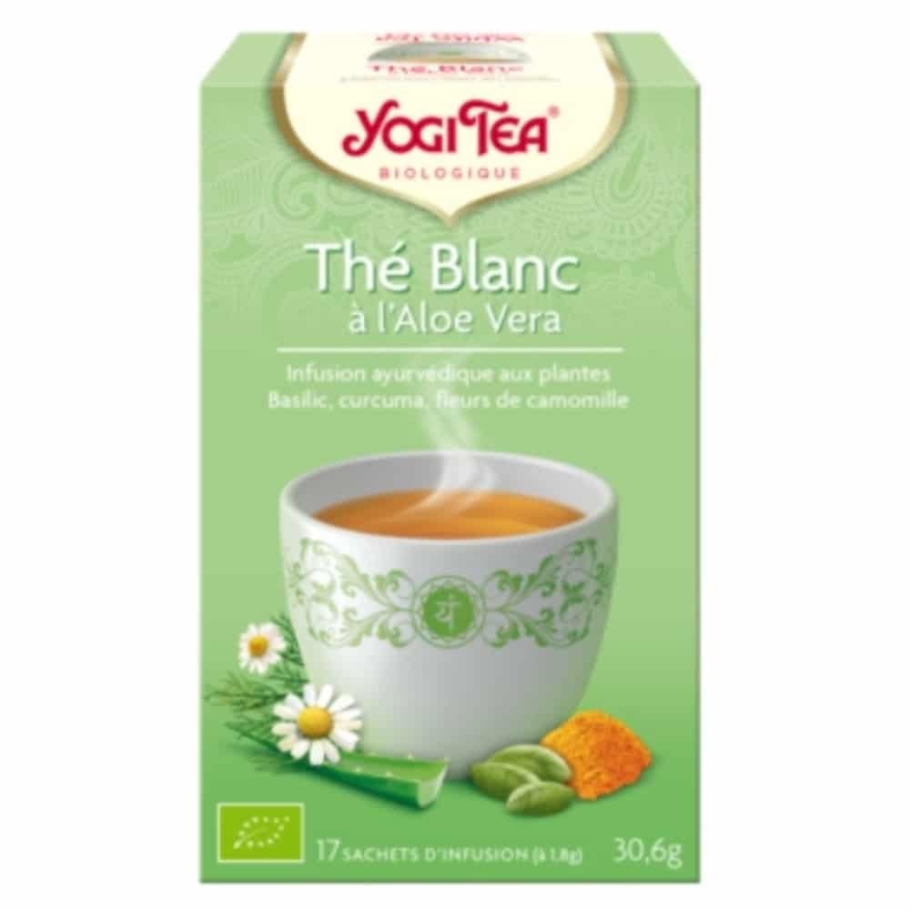 YOGI TEA – Thé Blanc À L’aloe Vera Infusion Ayurvédique Basilic, Curcuma Et Fleurs De Camomille Sachets Bio – 17u